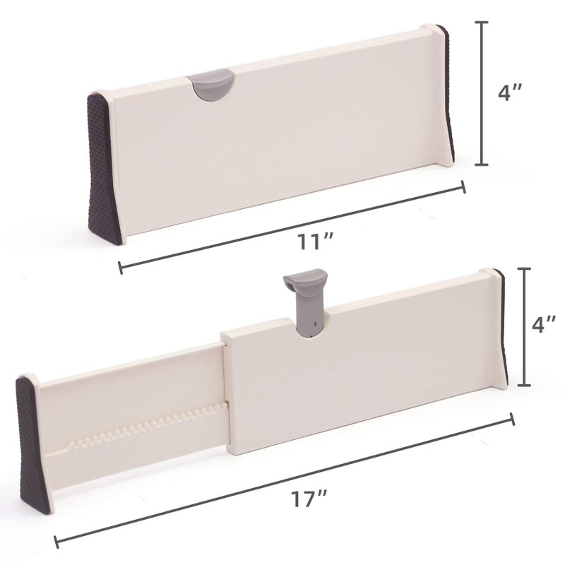 TENABORT Set of 8 Adjustable Drawer Dividers Organizer Separators Plastic Dresser Organizer for Bedroom, Bathroom, Closet, Office Desk, Kitchen Storage - Image 2